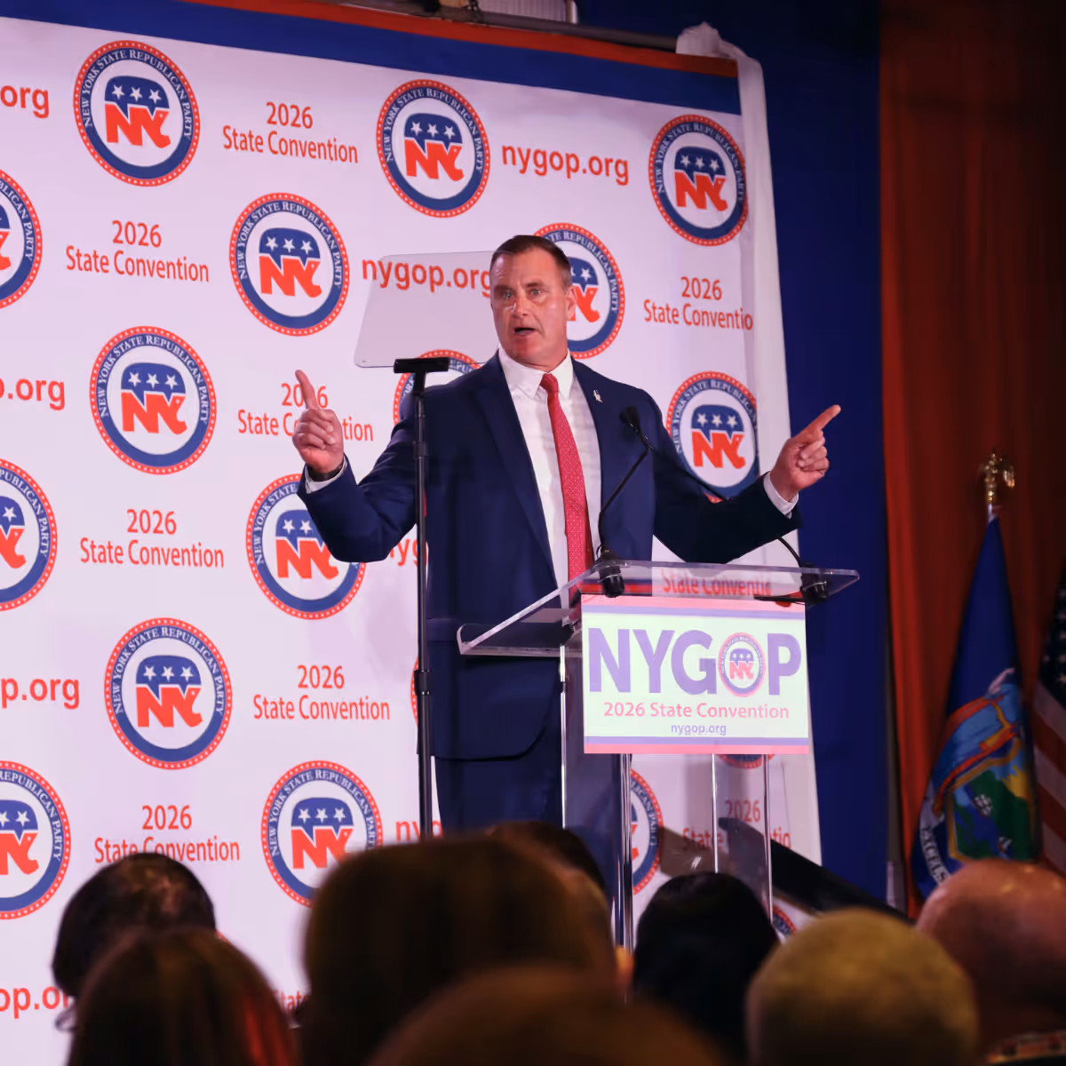 Todd Hood speaking at the NYGOP 2026 State Convention.